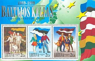 Lithuania 1999 Baltic Way 10 ann Joint issue with Latvia and Lithuania Block MNH
