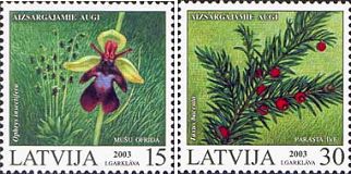 Latvia 2003 Nature Rare forest flowers Orchids Set of 2 stamps MNH