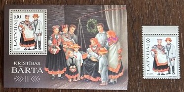 Latvia 1996 National dresses Barta stamp and block MNH