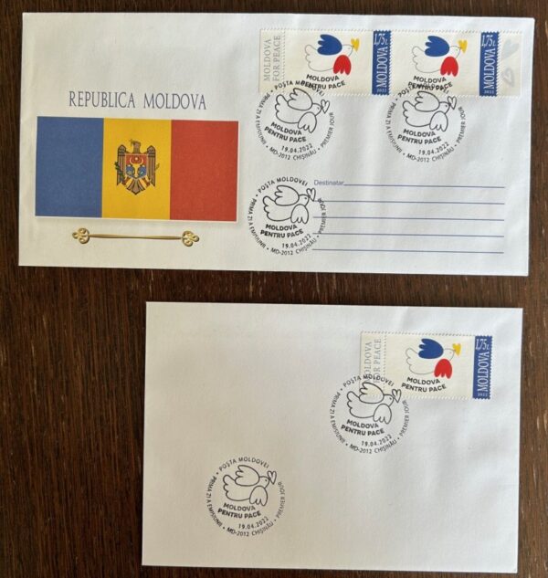 Moldavia Moldova 2022 Ukranian war Moldova for Peace! Set of 2 FDC's both types