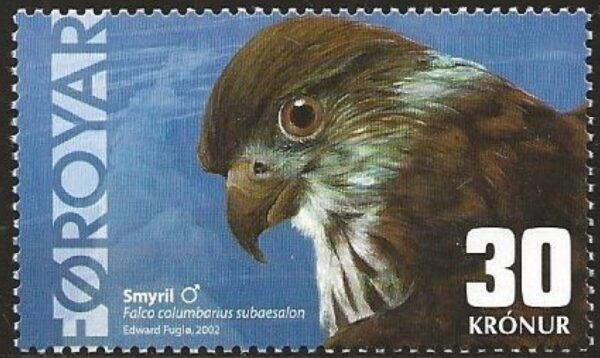 Faroe Islands Denmark 2002 Bird of prey Icelandic Merlin Stamp MNH