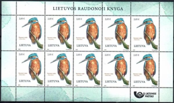 Lithuania 2025 Rare birds Kingfisher Alcedo atthis Sheetlet MNH