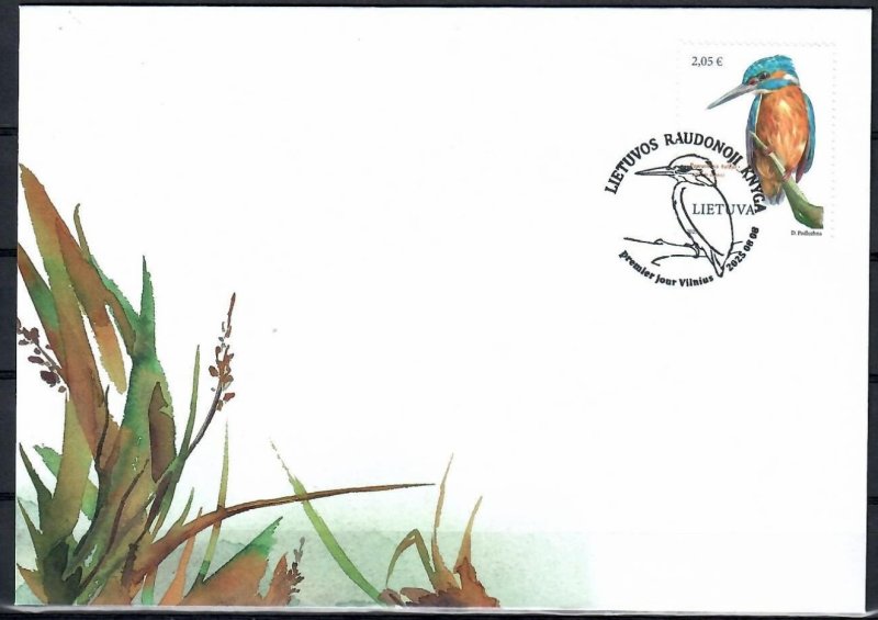 Lithuania 2025 Rare birds Kingfisher Alcedo atthis FDC - Image 1