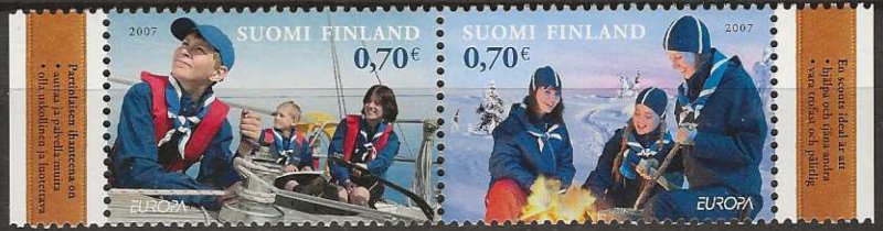 Finland 2007 Europa CEPT Scouting Set of 2 stamps in strip MNH - Image 1