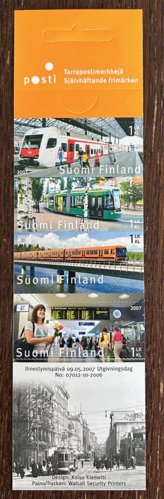Finland 2007 Rail transport Helsinki Tram metro train set of 4 stamps in UNBENT RARE booklet / block MNH