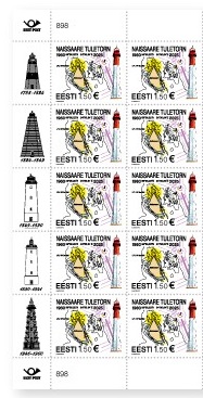 Estonia 2025 Naissaar Lighthouse fragment of a sheetlet 2x5 with labels MNH