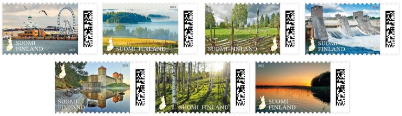 Finland 2025 Definitives National landscapes Set of 7 stamps MNH - Image 1