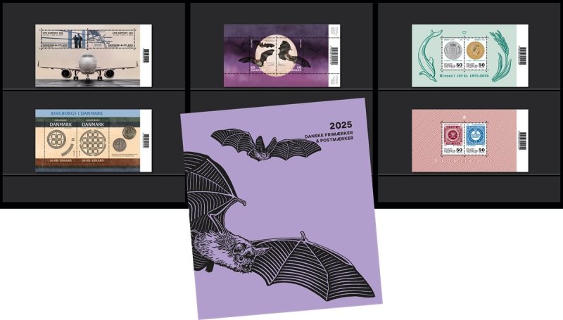 Denmark 2025 Full Year set of stamps and block's in official booklet MNH - Image 1