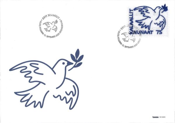 Greenland Denmark 2025 The dove of peace Joint issue stamp FDC