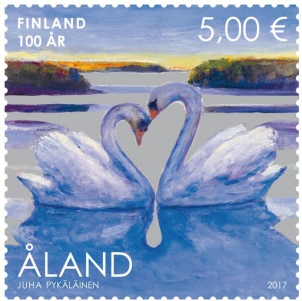 Aland Islands Åland Finland 2017 Swans Finnish Independence 100 ann stamp MNH
