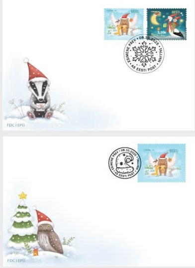 Estonia 2025 Christmas Set of 3 stamps FDC