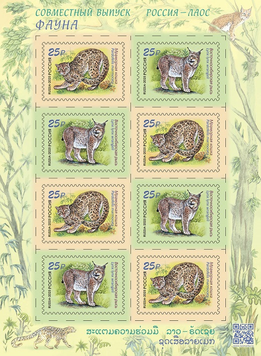 Russia 2025 Fauna Wild cats Join issue with Laos Sheetlet MNH