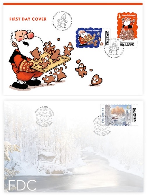 Finland 2025 Merry Christmas Set of 3 stamps FDC's