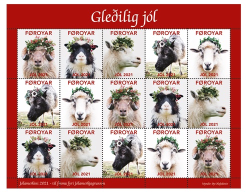Faroe Islands Denmark 2021 Christmas seals Faroese sheep Sheetlet MNH