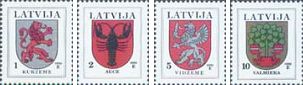 Latvia 1999 Definitives Regional Coat of Arms Set of 4 stamps MNH