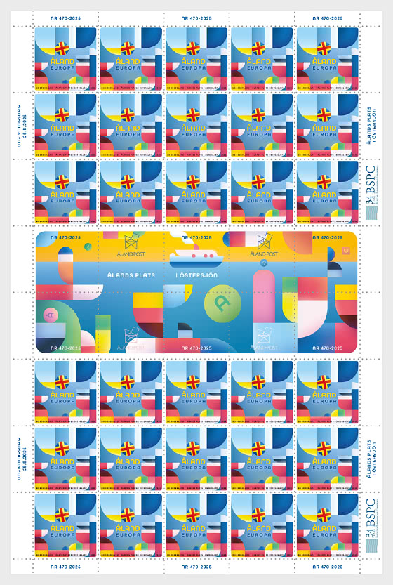 Aland Finland 2025 Aland’s Position In The Baltic Sea Sheetlet with all types labels MNH