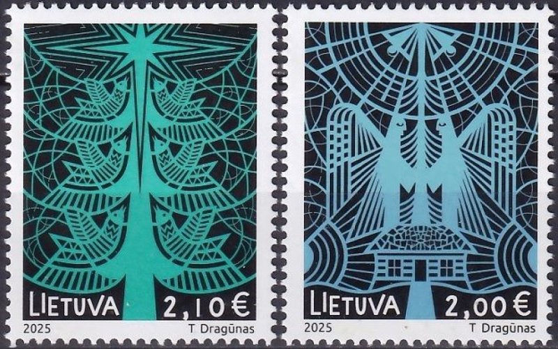 Lithuania 2025 Merry Christmas Set of 2 stamps MNH - Image 1