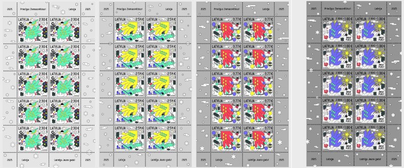Latvia 2025 Christmas Set of 4 sheetlets MNH - Image 1