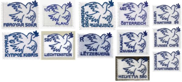 2025 Dove of Peace Joint issue Full set of 12 stamps all countries MNH