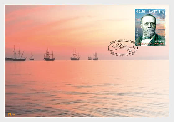 Latvia 2025 Krisjanis Valdemars Writer Ships 200 ann FDC