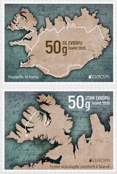 Iceland Island Istande 2020 Europa CEPT Old post routes Set of 2 stamps MNH