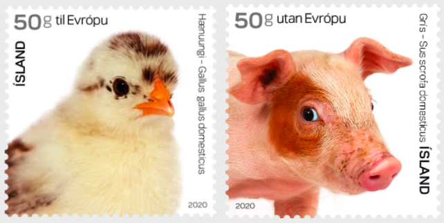 Iceland Island Istande 2020 The Young of Icelandic Domestic Animals birds mammals Set of 2 stamps MNH - Image 1