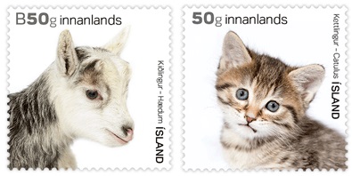 Iceland Island Istande 2017 The Young of Icelandic Domestic Animals goat cat Set of 2 stamps MNH