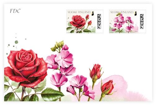 Finland 2026 Flowers Rose and mallow FDC