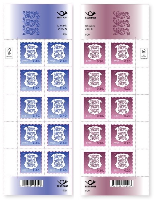 Estonia 2026 Definitives Coat of Arms 0.20; 2.40 Set of 2 sheetlets MNH