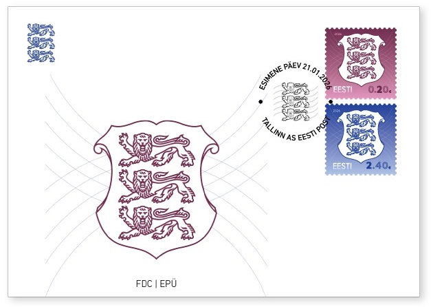 Estonia 2026 Definitives Coat of Arms 0.20; 2.40 Set of 2 stamps FDC - Image 1