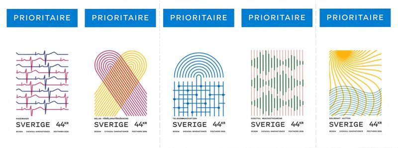 Sweden 2026 Swedish innovations Set of 5 stamps in block / booklet MNH - Image 1
