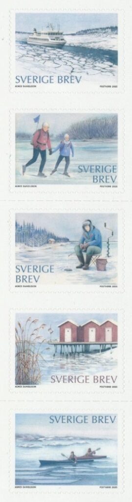 Sweden 2025 Merry Christmas Winter holidays to the archipelago Set of 5 stamps in strip MNH