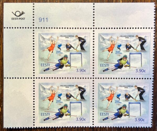 Estonia 2026 Olympic games Milano Cortina Olympics Corner quarter-block 2x2 MNH
