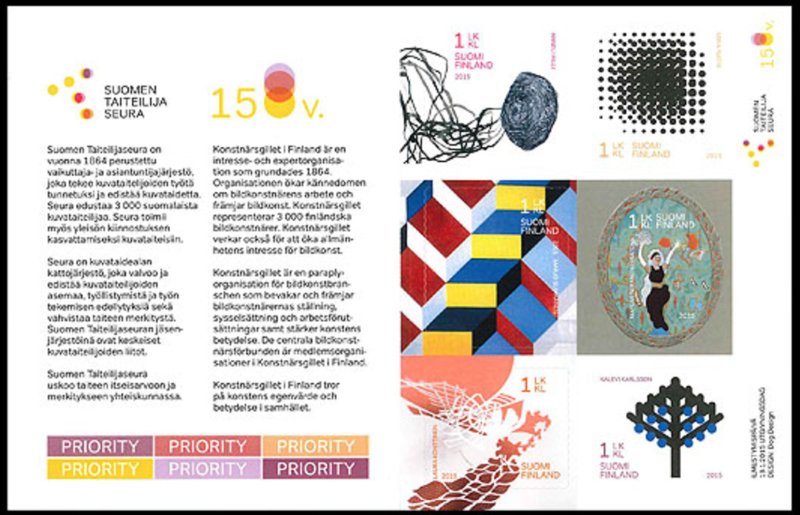 Finland 2015 Association of Artists 150 ann Set of 6 stamps in booklet with labels MNH - Image 1