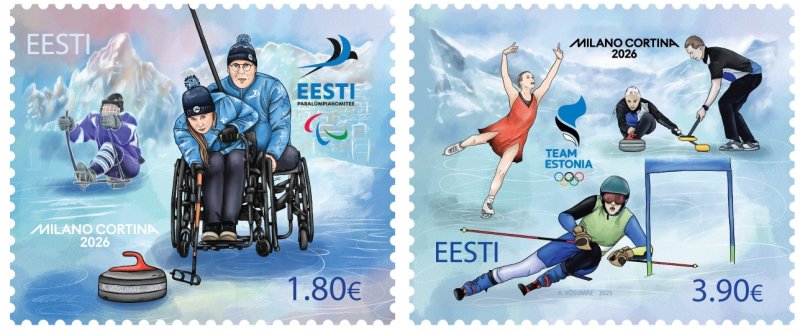 Estonia 2026 Olympic and Paralympic games Milano Cortina Olympics Set of 2 stamps MNH - Image 1