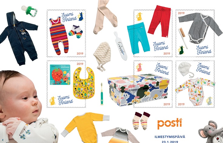 Finland 2019 Social package for a newborn Set of 6 stamps in block MNH - Image 1