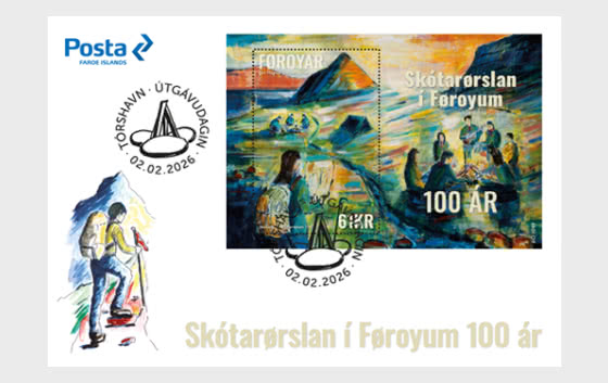 Faroe Islands Denmark 2026 Scout Movement 100 ann block FDC
