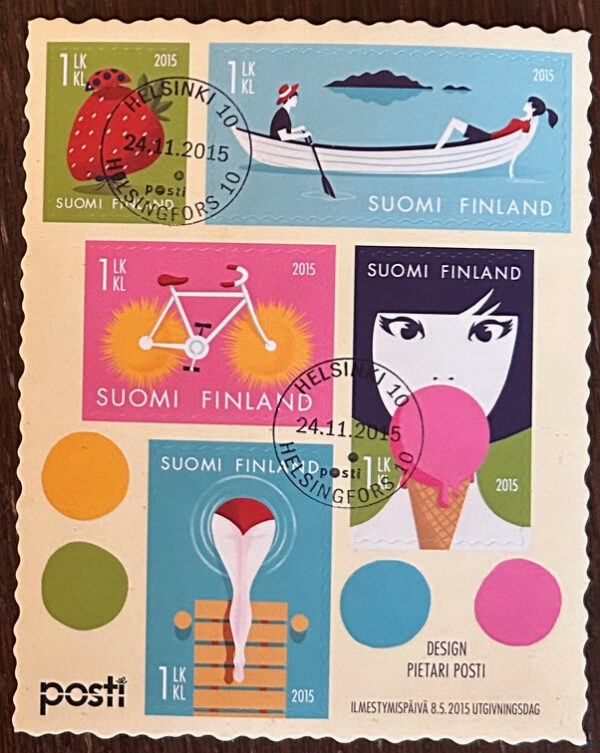 Finland Finnland Finlande 2015 Summer art Emotions set of 5 stamps in block CTO
