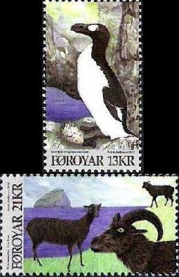 Faroe Islands Denmark 2012  Animals of the Viking Age Penguins and Faroese sheep Set of 2 stamps MNH