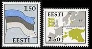 Estonia Estland 1991 Definitives 2nd set after the restoration of independence Flag and map of Estonia Set of 2 stamps MNH