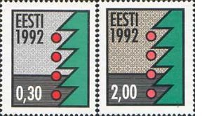 Estonia 1992 Christmas (type A(x) - fluorescent paper and dim glue) set of 2 stamps mint