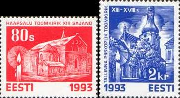 Estonia Estland Estonie 1993 Christmas Churches Set of 2 stamps MNH