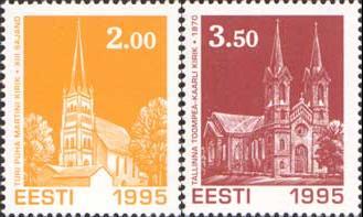 Estonia Estland Estonie 1995 Christmas Churches Set of 2 stamps MNH