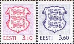 Estonia. Definitive issue. State Coat of Arms. 3,10 and 3,60 kr. Set of 2 stamps