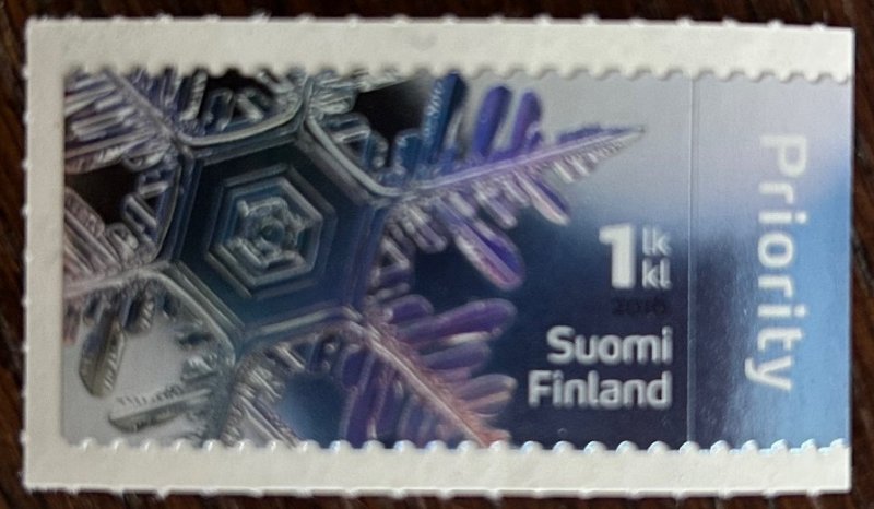 Finland Finnland Finlande 2016 Snowflake holographic Stamp with label MNH - Image 1