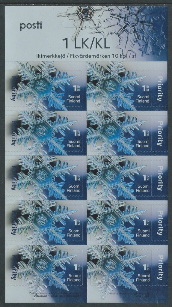 Finland. Snowflake. Sheetlet of 10 stamps