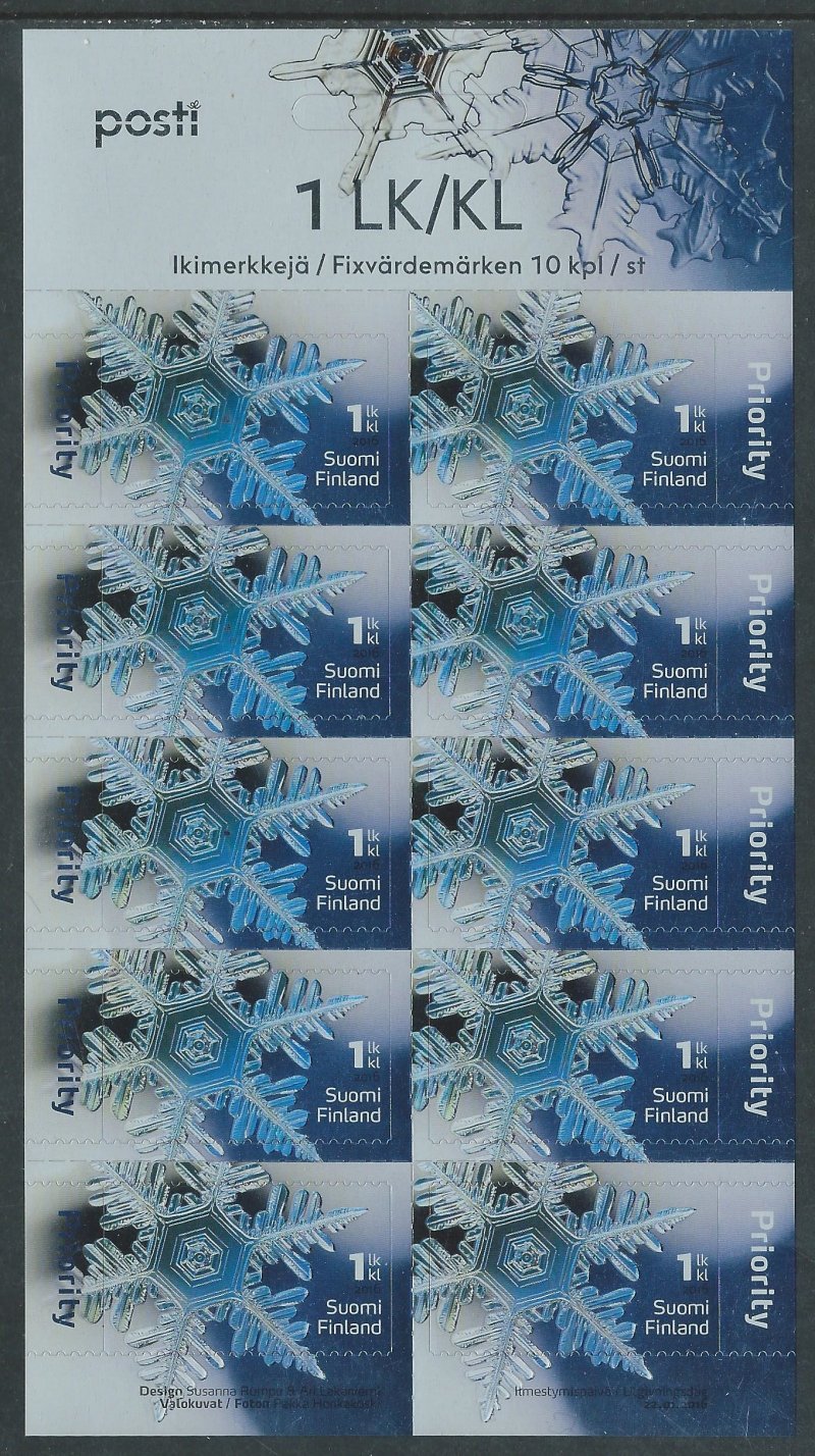 Finland. Snowflake. Sheetlet of 10 stamps - Image 1