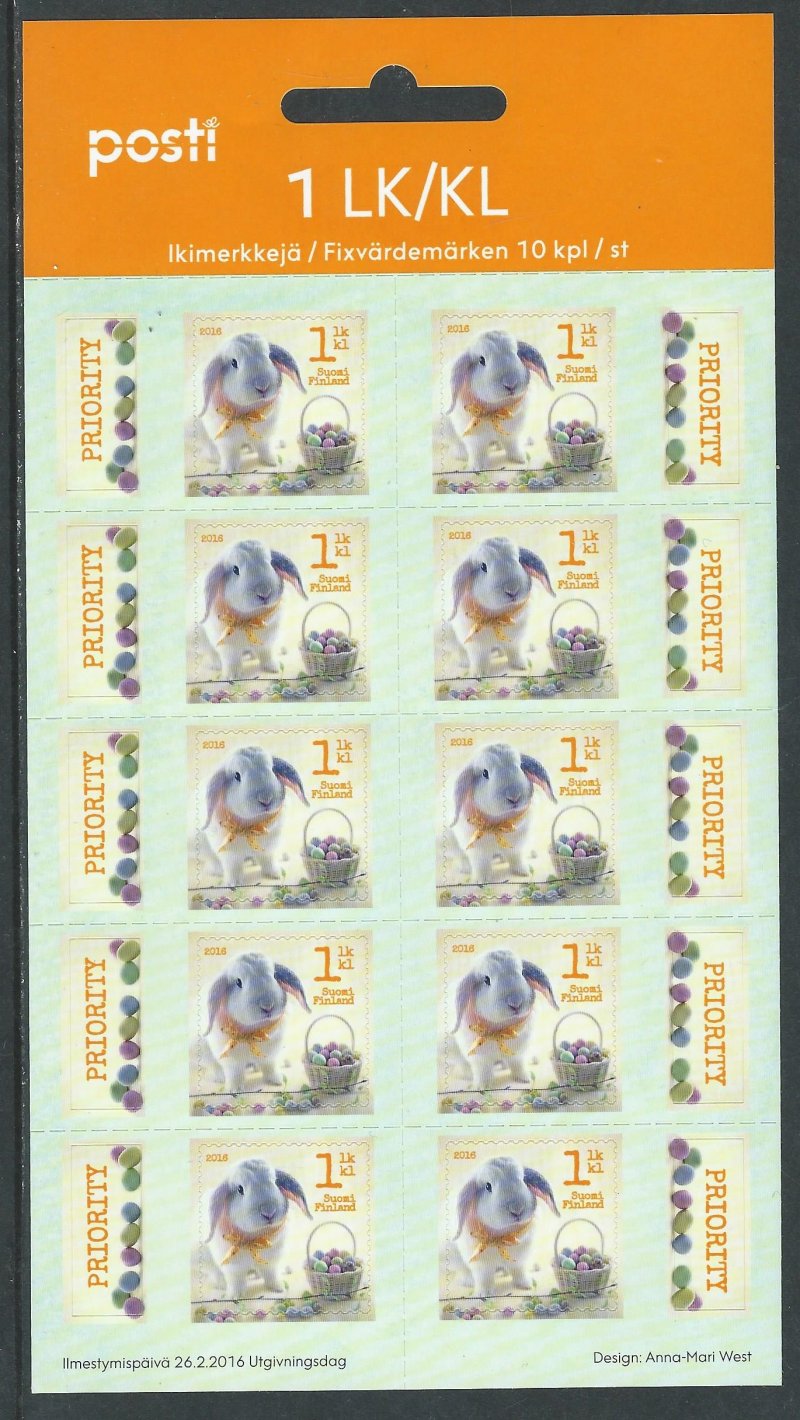 Finland. Easter Bunny. Sheetlet of 10 stamps - Image 1