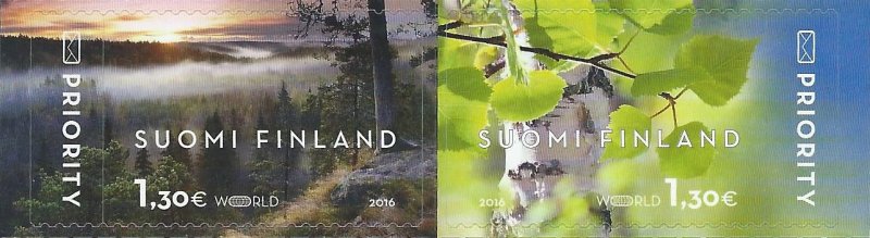 Finland 2016 Visiting card from Finland Nature trees landscapes Posti Strip of 2 stamps MNH - Image 1