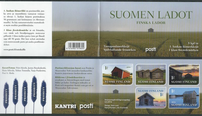 Finland Finlande Finnland 2016 Finnish barns Posti Set of 5 stamps in booklet MNH - Image 1